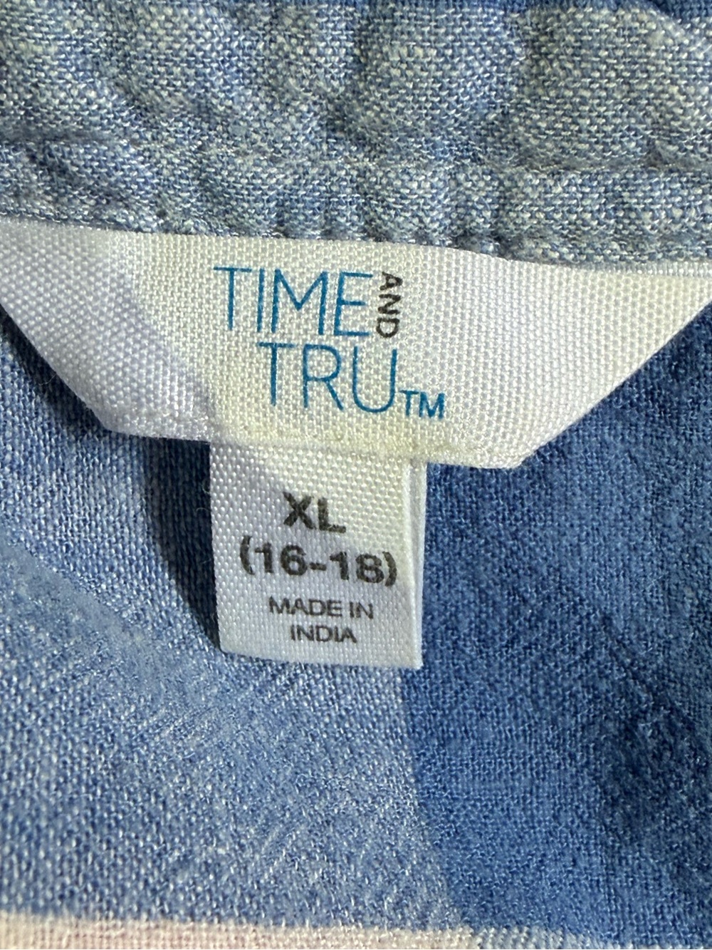 Time and Tru Multicolor Plaid Sleeveless Henley Top SZ - XL - Picture 4 of 6